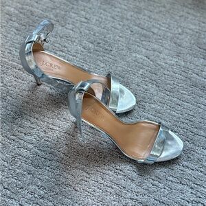 J. Crew Metallic Silver Heels